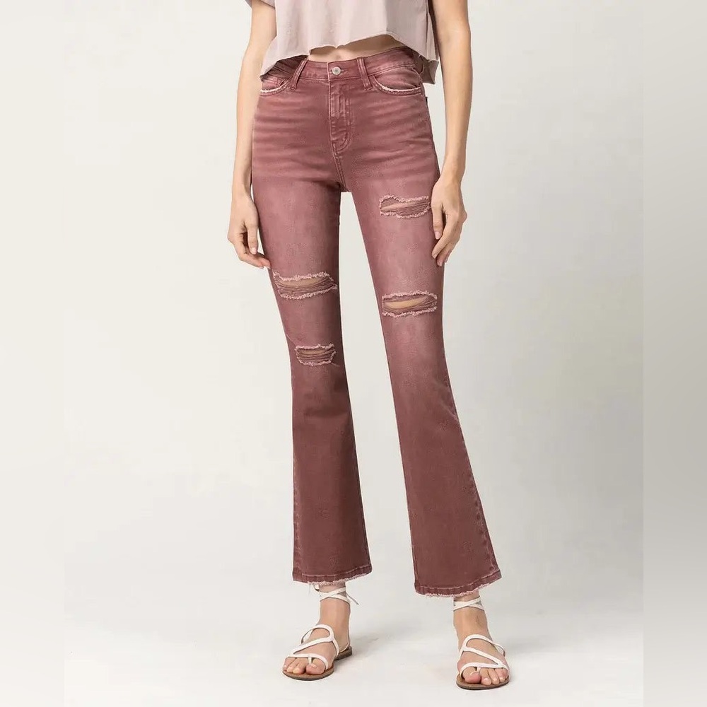 Vervet Distressed Plum/Maroon Bootcut Jeans